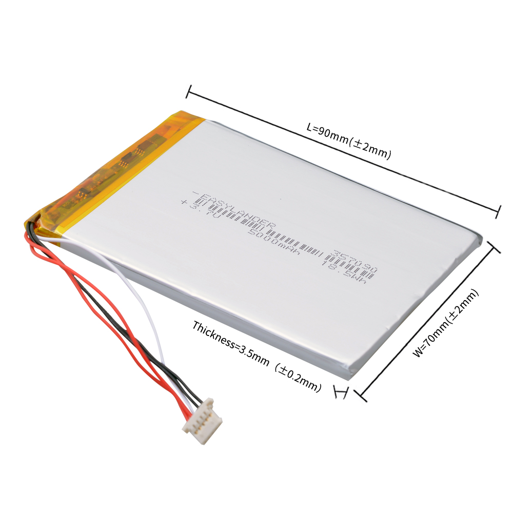 Herbal Wellness Book - 5-wire 357090 3.7V 5000mAh Rechargeable Lithium