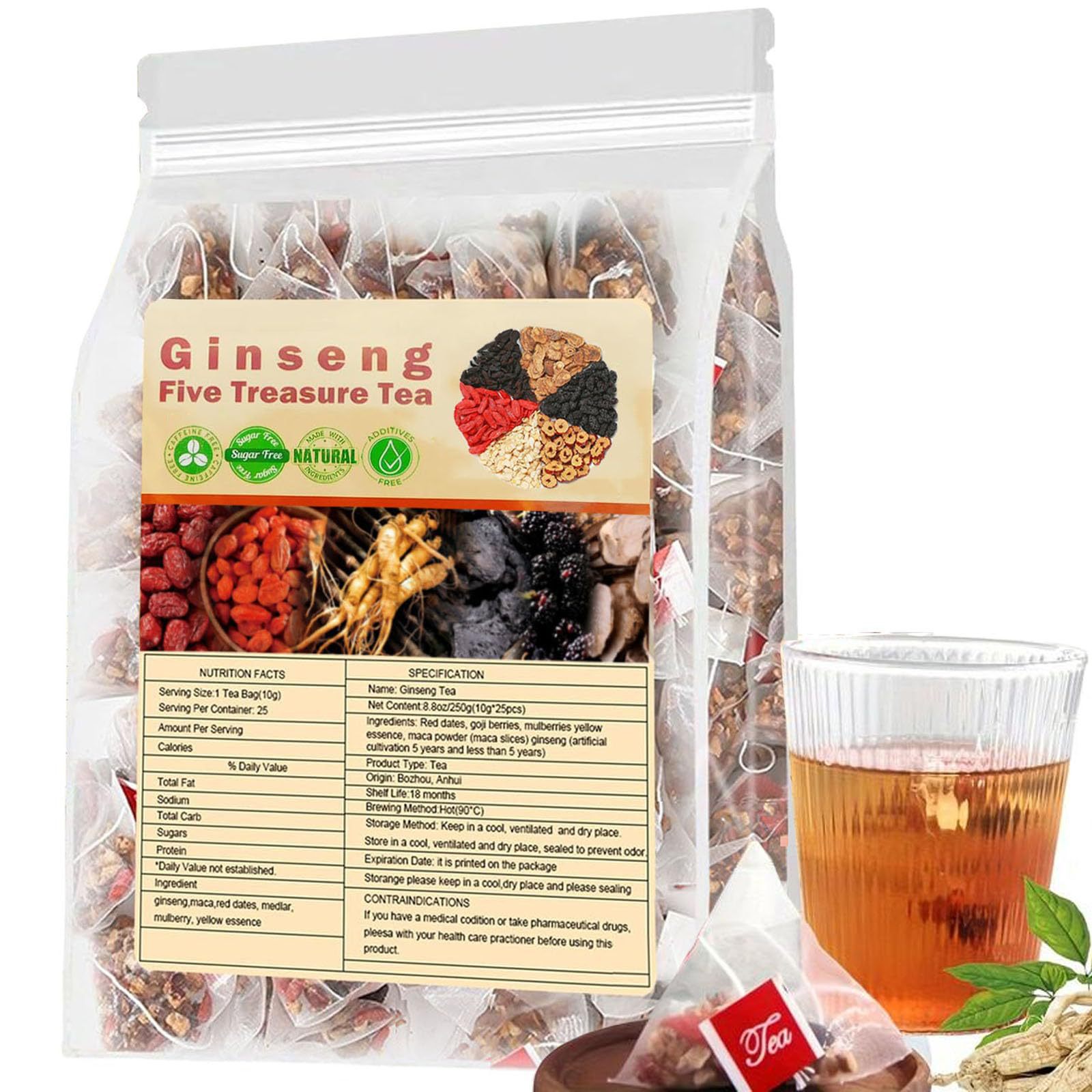 Ginseng Five Treasures Tea Kid - đánh giá và giá Herbal Wellness Products